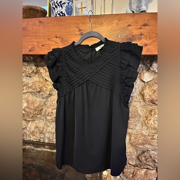 Entro Black Ruffled Women's Top - Picture 1 of 3